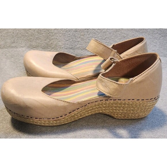 Dansko Women’s EU 38 US 7.5-8 Mary Jane Espadrille Leather Clogs Tan - Picture 5 of 8